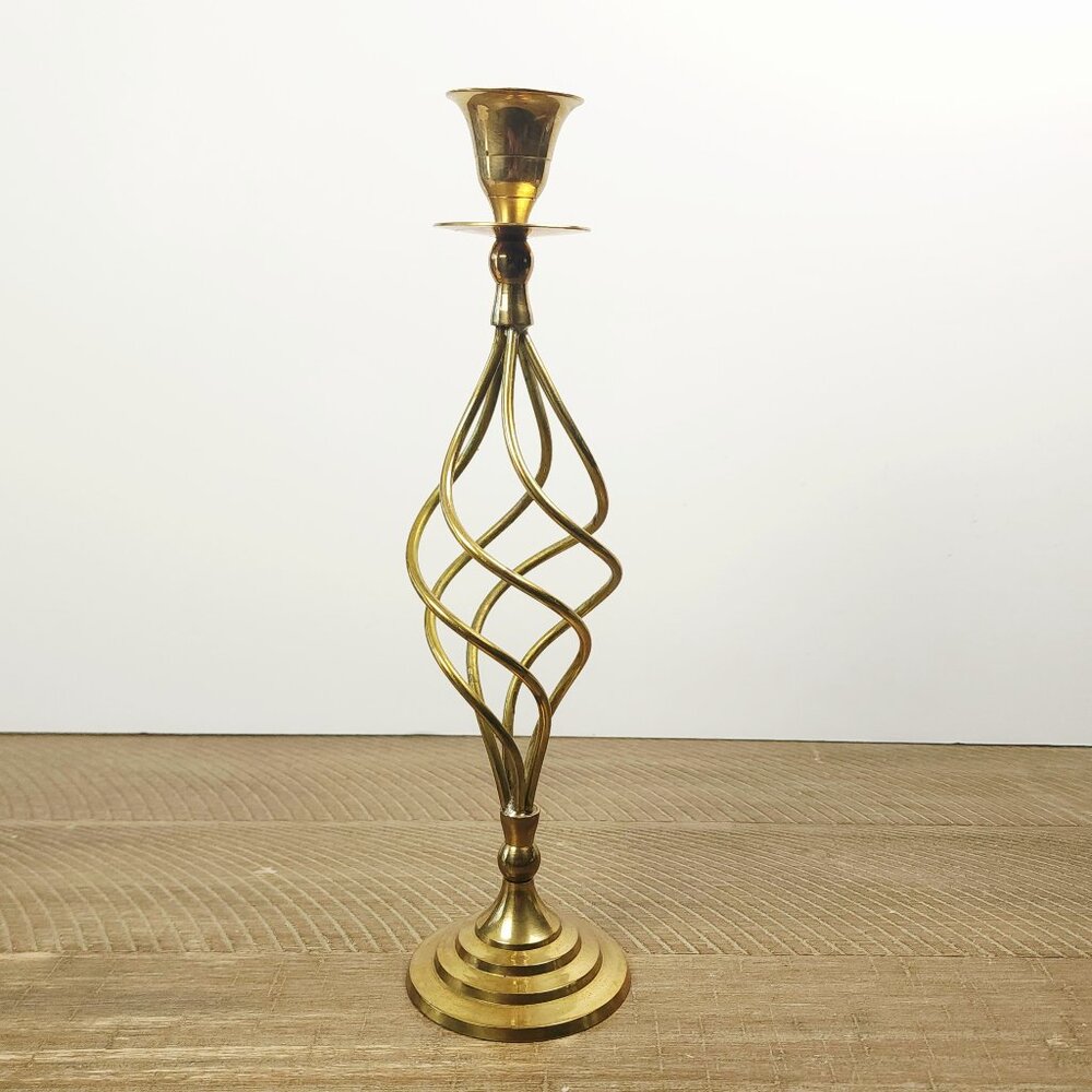 Vintage Brass Spiral Candle Holder